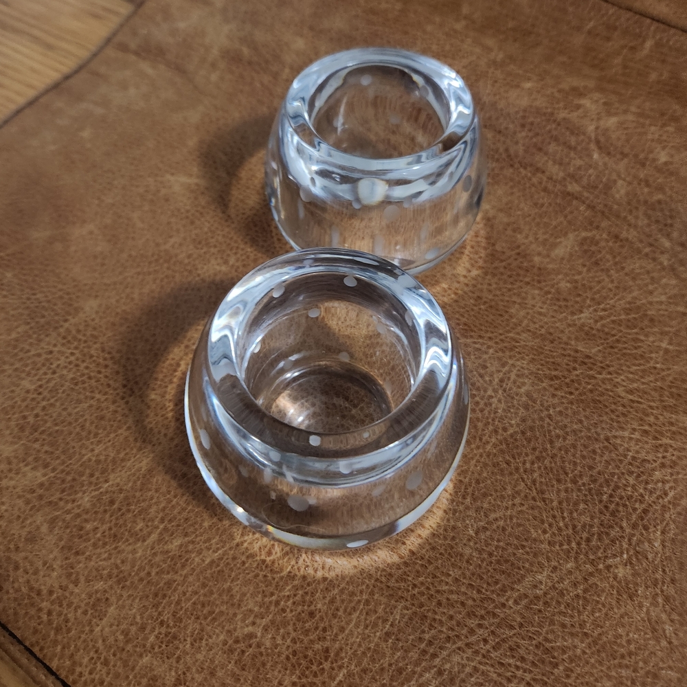 Pair Kate Spade Polka-Dot Glass Votive Holders